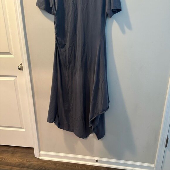 COS Slate Blue Asymmetric Hem T-Shirt Dress Cotton Blend Size Medium - Picture 8 of 16